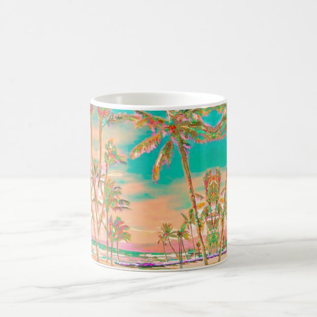 Mug PixDezines Vintage Hawaïen Plage/Teal (Centre)