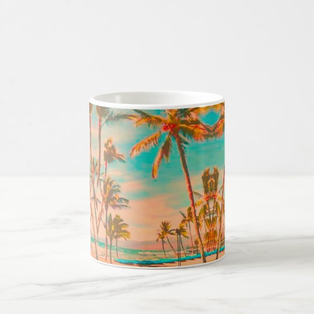 Mug PixDezines Vintage Hawaiian Beach/Turquoise (Centre)