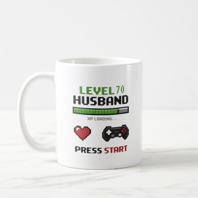 Mug Pixel Art Design Rétro pour Mari Joueur Drôle  (Gauche)