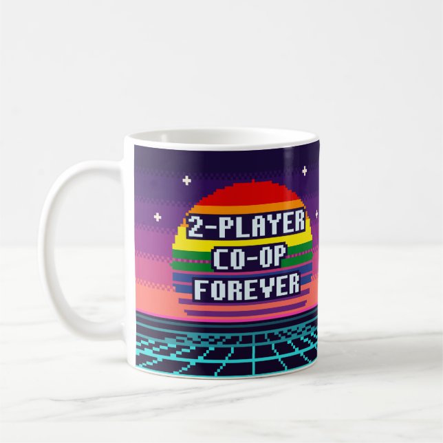Mug Pixel Fierté Forever à deux joueurs en coop (Gauche)