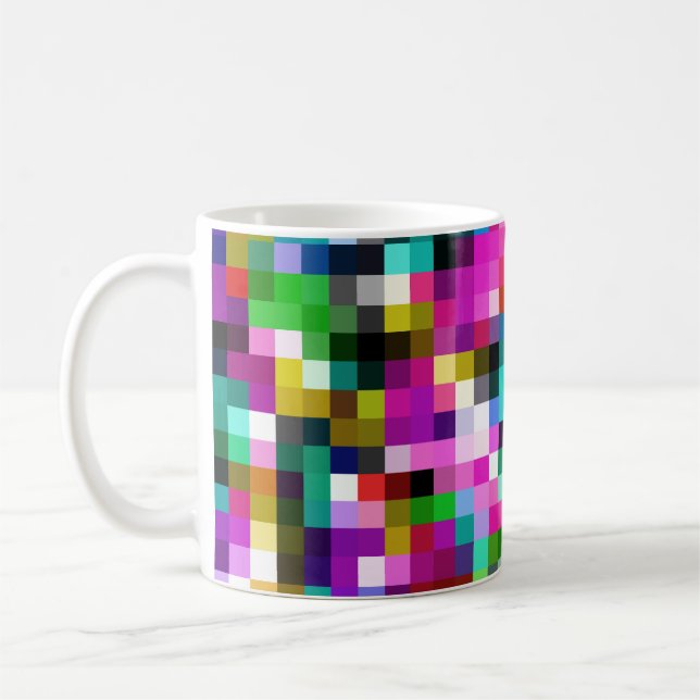 Mug Pixel géométrique coloré Pixelé Plaid (Gauche)