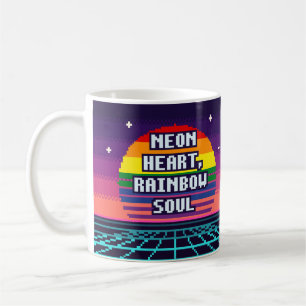 Mug Pixel Pride Cœur Néon, Âme Arc-en-Ciel