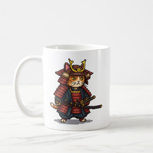 Mug Pixel Samurai Chat (Gauche)