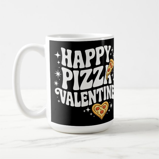 Mug Pizza Joyeuse Saint-Valentin Design Drôle de Pizza (Gauche)