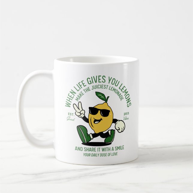 MUG PLACER LA JOURNÉE FUNNY LEMON PUN RETRO MASCOT (Gauche)