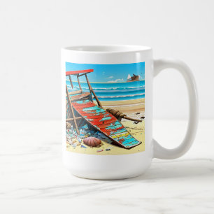 Mug Plage abandonnée Bateau Déserté Art généré par IA