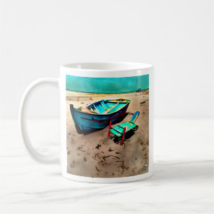 Mug Plage abandonnée Bateau Déserté Art généré par IA