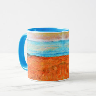 Mug Plage Abstraite Orange Blue Art