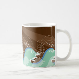 Mug Plage Brown de rayures de Sun d'été tropical de