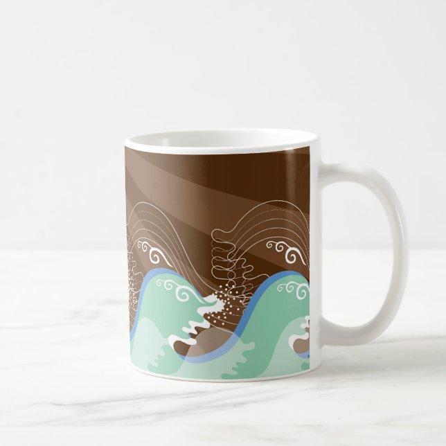 Mug Plage Brown de rayures de Sun d'été tropical de (Droite)