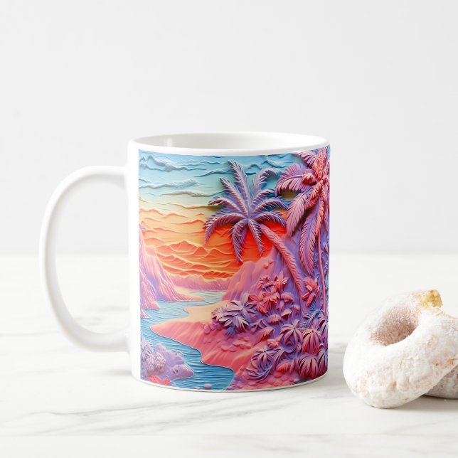 Mug Plage colorée à l'aspect 3D (Avec donut)