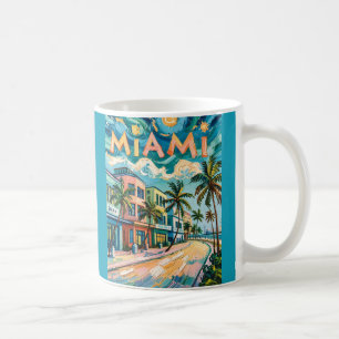 Mug Plage colorée d'Ocean Drive à Miami dans le style
