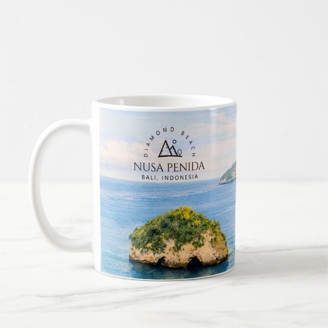 Mug Plage de diamants Bali Aquarelle Mer turquoise (Gauche)