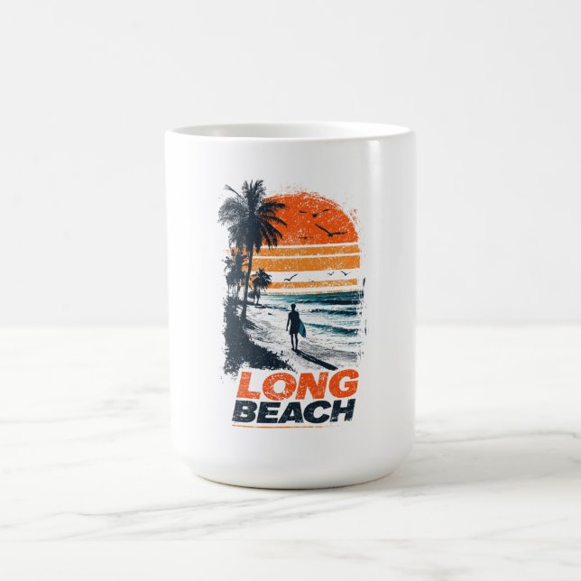 Mug Plage de Long Beach Californie Coucher de soleil R (Centre)