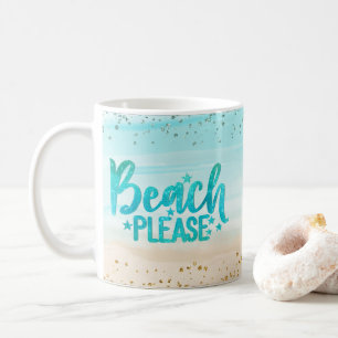 Mug Plage de Parties scintillant d'aquarelle personnal