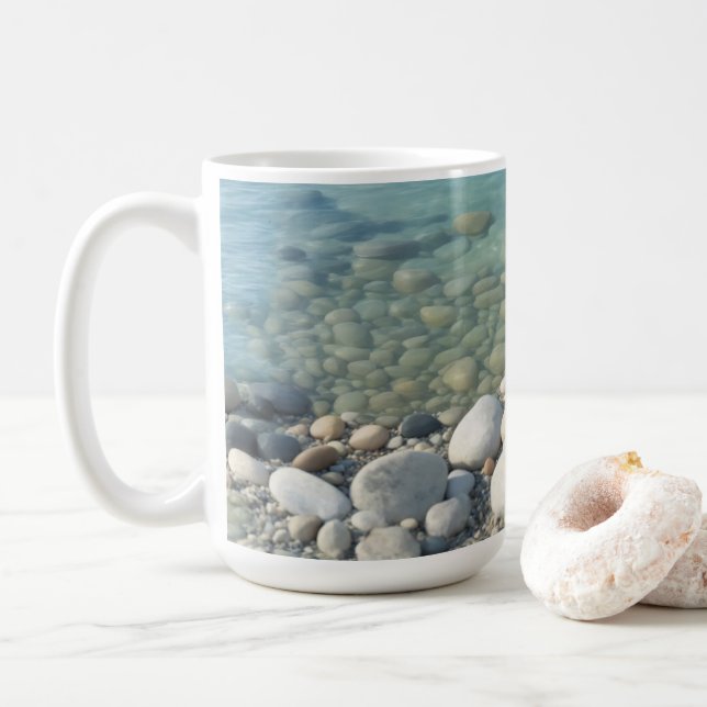Mug Plage de Stones Belle Nature Mer Galets Rivage (Avec donut)