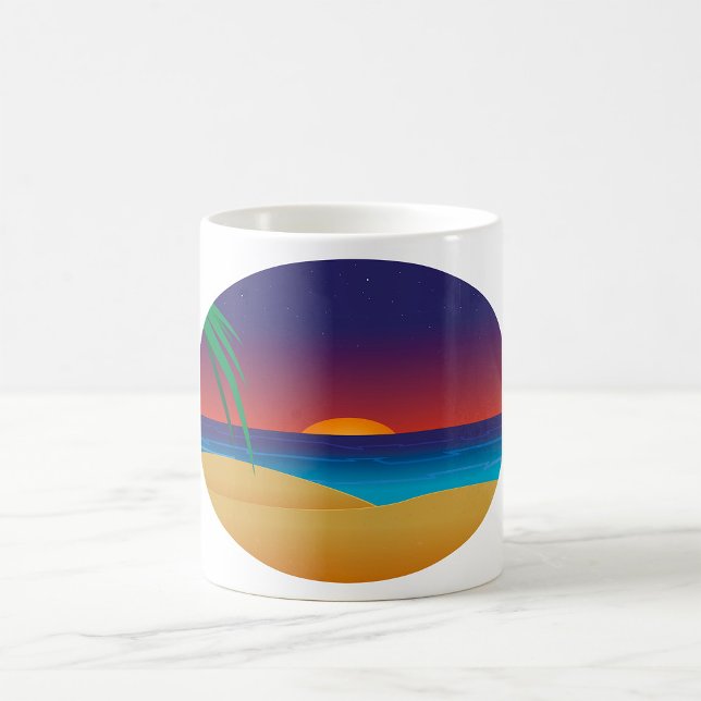 Mug Plage de Sunset Tropical Palm Feuille Ocean Waves (Créateur téléchargé)
