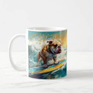 Mug Plage de surf peinture Bulldog