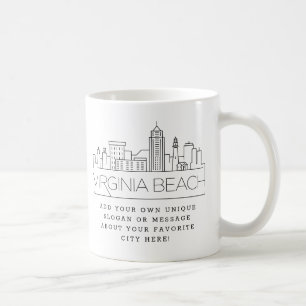 Mug Plage de Virginie Stylisé Skyline   Slogan personn
