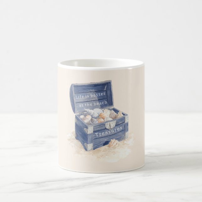 Mug Plage des coquilles de poitrine bleue (Centre)