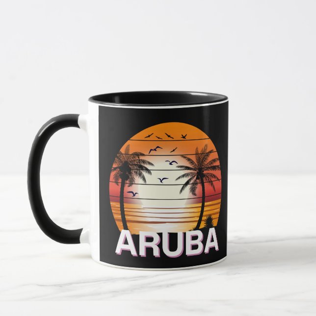 Mug Plage d'été d'Aruba Vintage Palm Trees (Gauche)