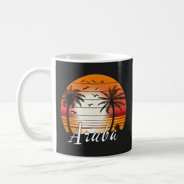 Mug Plage d'été vintage Aruba Palm Trees (Gauche)