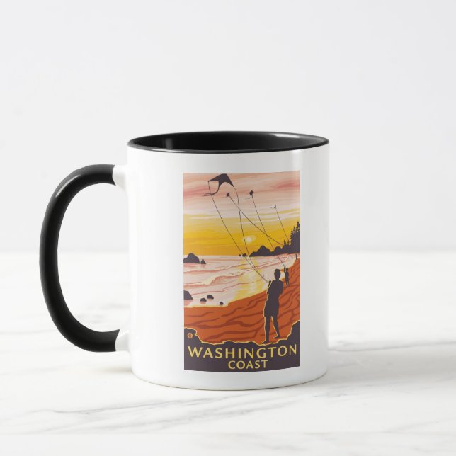 Mug Plage et cerfs-volants - Côte Washington (Gauche)