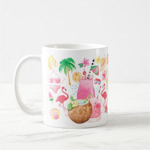 Mug Plage mignonne été amusant Aquarelle Icônes