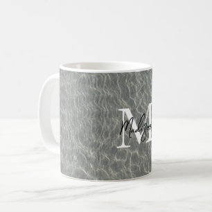 Mug Plage Océan Eau Ripples & Sable Monogramme