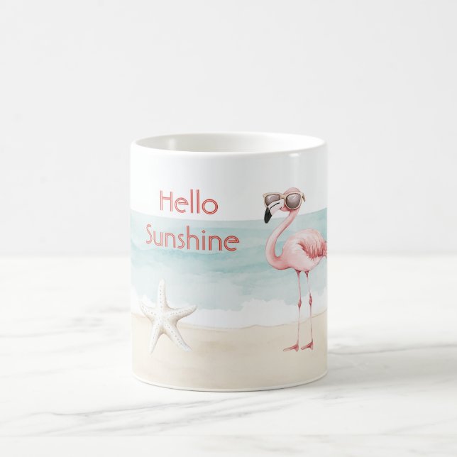 Mug Plage Océan Étoile de mer Flamant Rose Bonjour Sol (Centre)