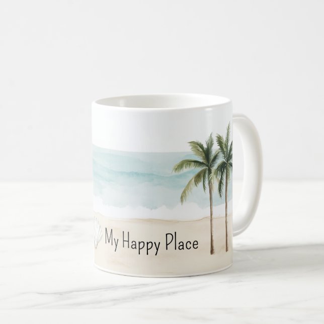 Mug Plage océanique Palmiers tropicaux Coquillages (Devant droit)