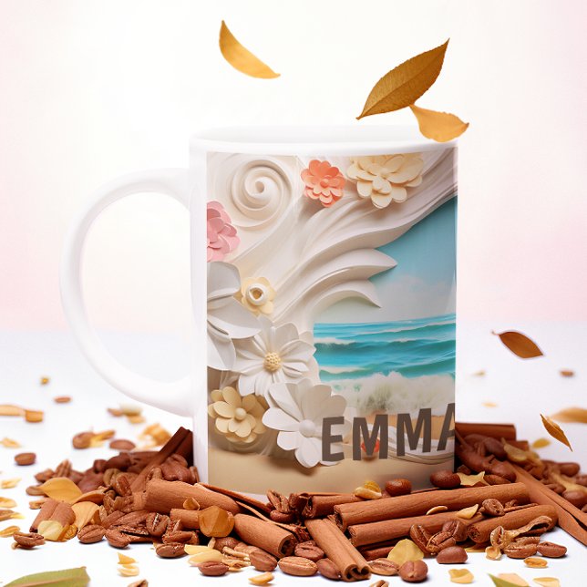 Mug Plage personnalisées Plage Cove Floral 3D look (Créateur téléchargé)