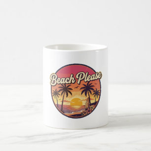 Mug Plage Rétro S'il Vous Plaît Été Coucher de Soleil 