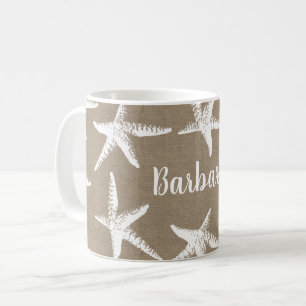 Mug Plage Rustique Poisson blanc et Faux Burlap