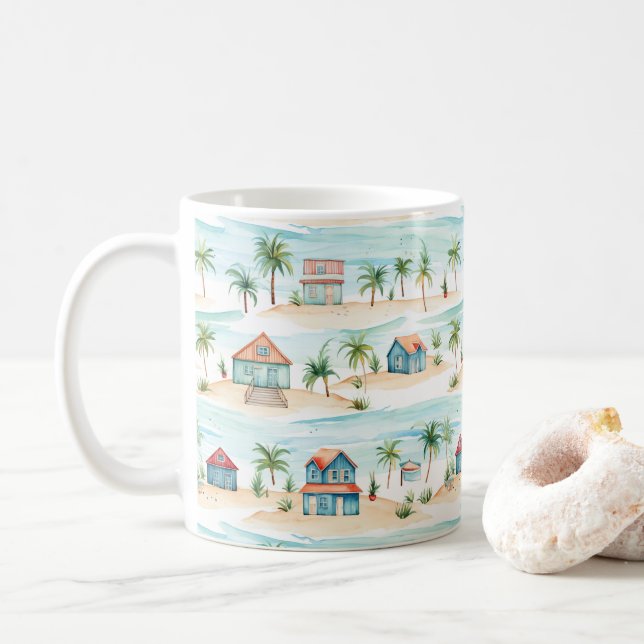 Mug Plage tropicale Océan Palm Tree (Avec donut)