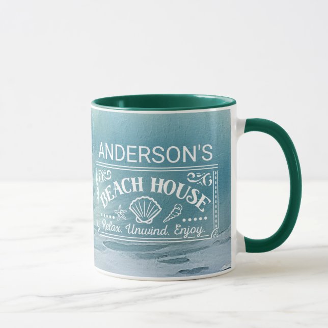 Mug Plage Vagues thème Peinture (Droite)