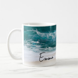 Mug Plage Vagues tropicales sable Nom moderne
