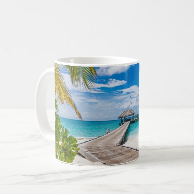 Mug Plages tropicales | Jetty en bois des Maldives (Devant gauche)