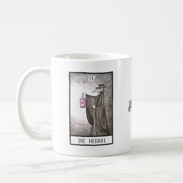 Mug Plague Doctor Hermit Tarot Goth Art Nom personnali (Gauche)