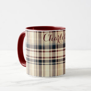 Mug Plaid Beige Classique À damiers Motif