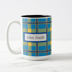 Mug Plaid bleu clair, 15 oz
