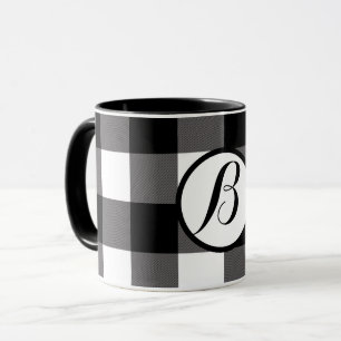 Mug Plaid Checkered noir et blanc de Buffalo de carrés