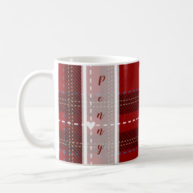 Mug Plaid Cœur Rouge (Gauche)