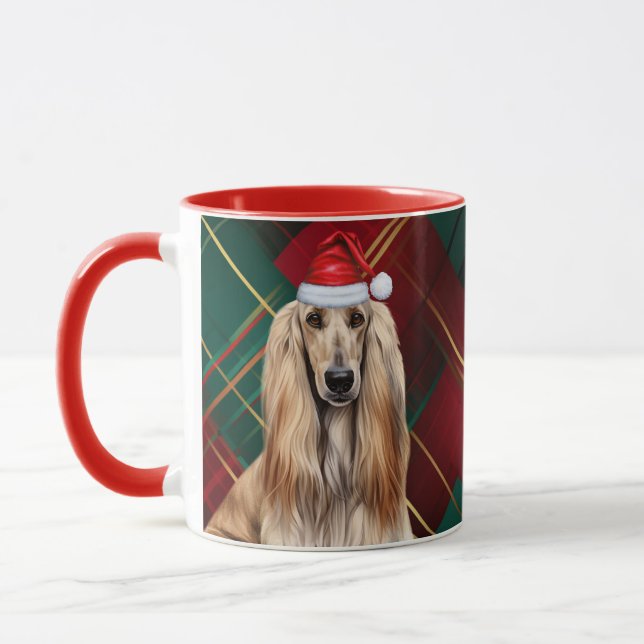 Mug Plaid de Noël pour amateur de Lévrier Afghan (Gauche)