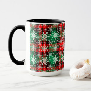 Mug Plaid Et Snowflakes Noël Motif 1