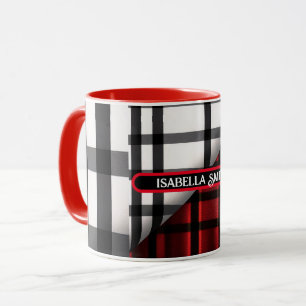 Mug Plaid Moderne Abstraite Rouge Noir Plaid Collectio