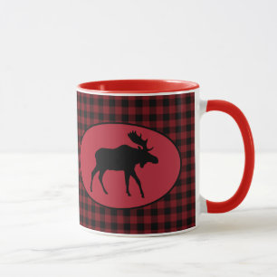 Mug Plaid noir rouge d'orignaux