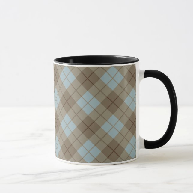 Mug Plaid polarisé dans le bleu et le brun (Droite)