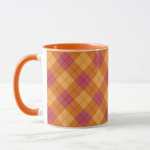 Mug Plaid polarisé dans l'orange et le rose