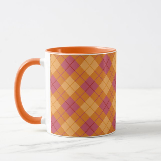 Mug Plaid polarisé dans l'orange et le rose (Gauche)
